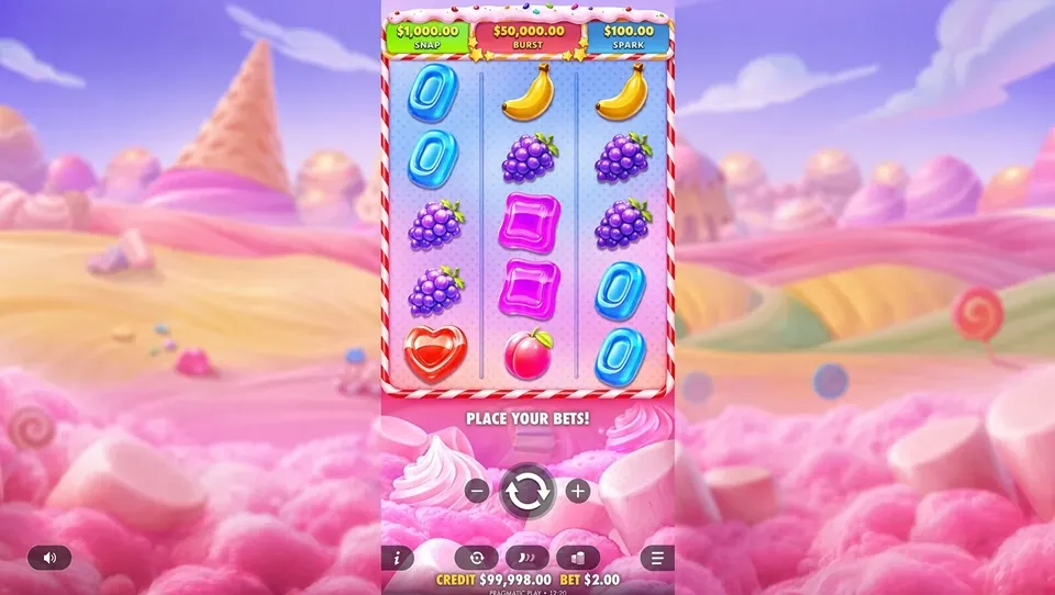 Sweet Bonanza POP base game — 3x5 scatter pays grid
